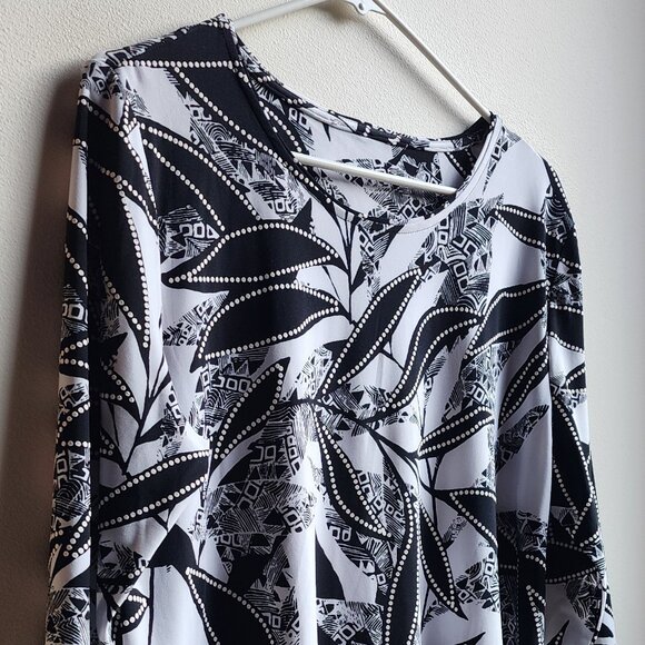 Allison Daly Black /White Tunic Boho Blouse Size Petite Large - Picture 4 of 12